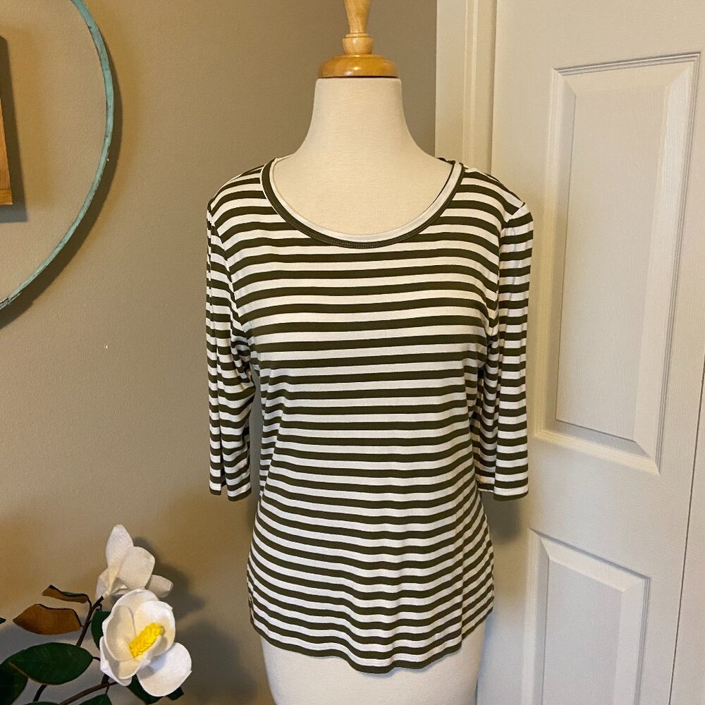 Evy's Tree The Ramona Top - Medium, Olive/White Stripe